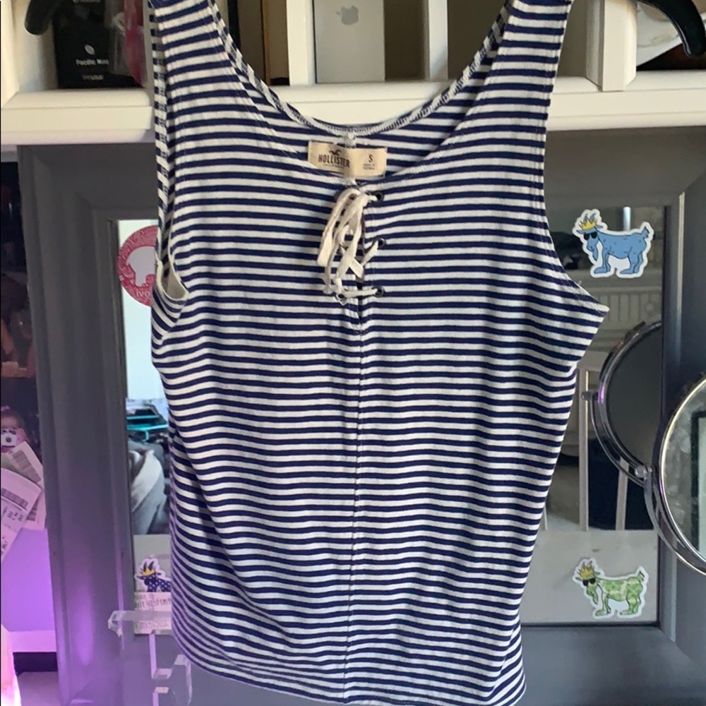 Hollister blue and white striped tank